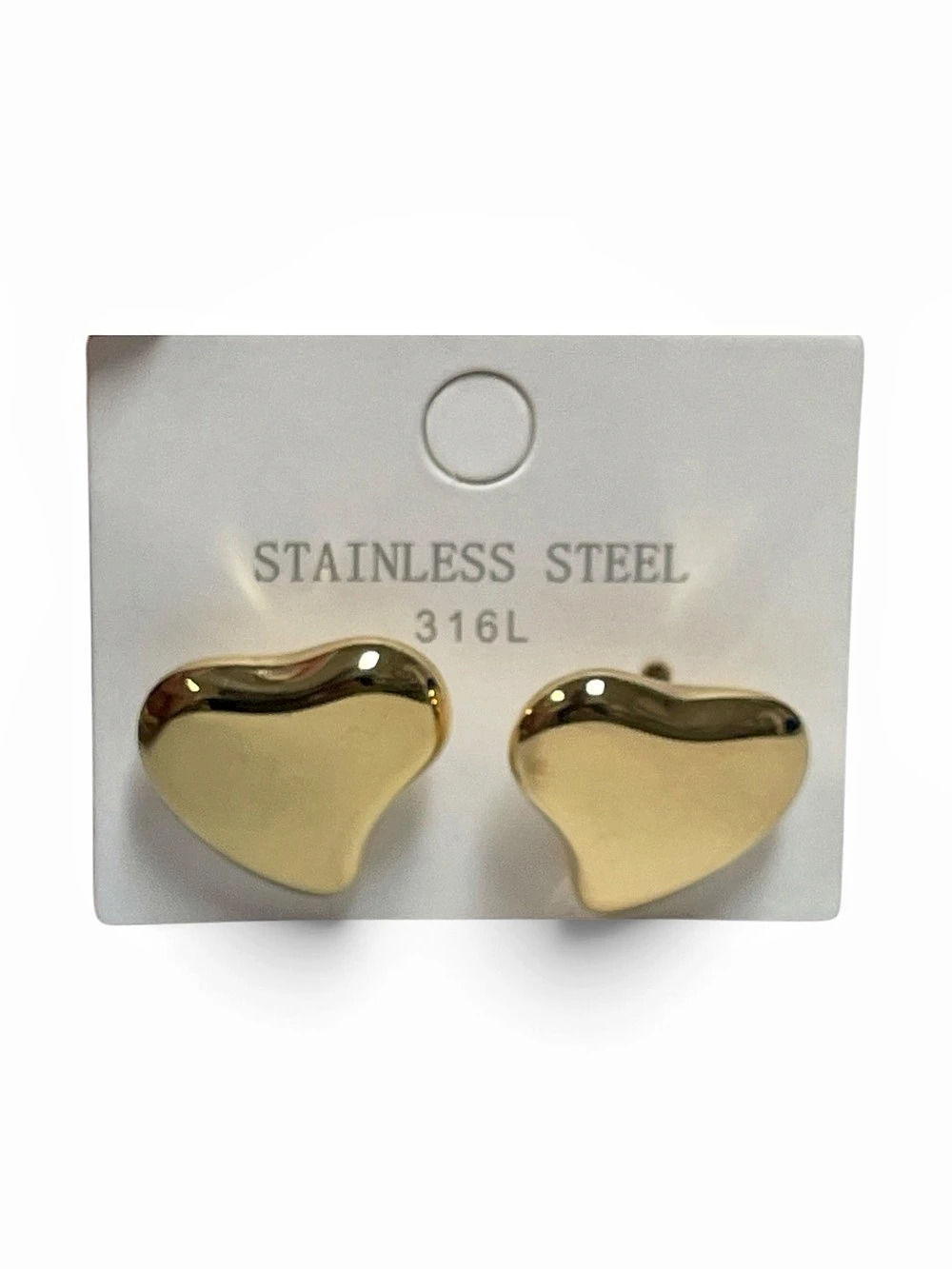 Follome Heart-Shaped Gold-Tone Stainless Steel Earrings